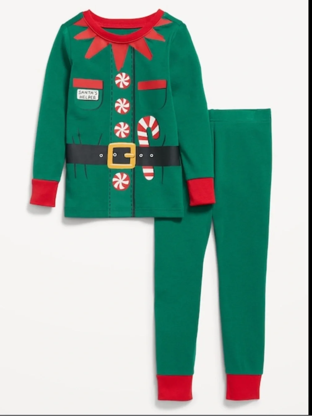 Old Navy Holiday Merry Christmas PJ Set Pajamas Elf Toddler Santa’s Helper X-Mas